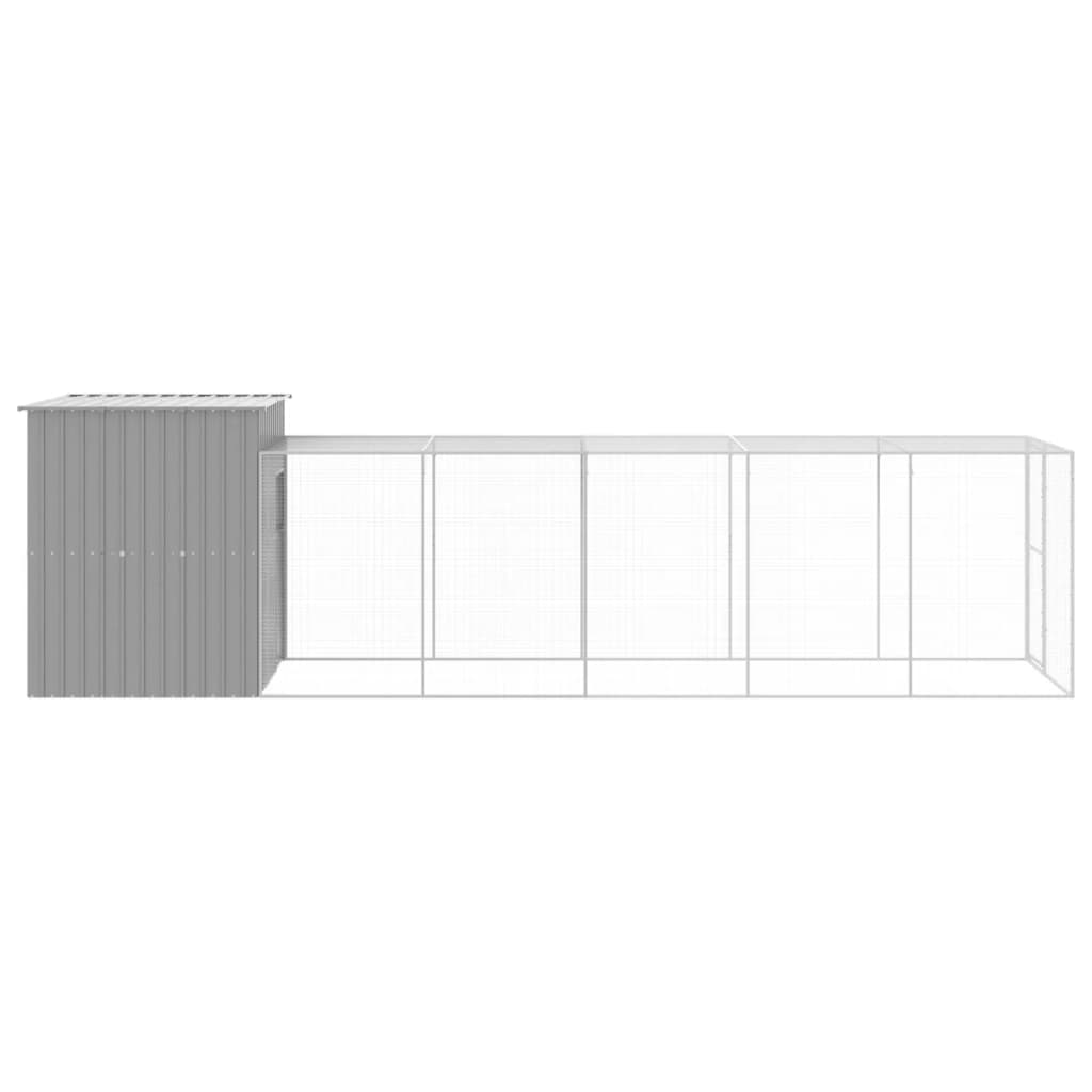 vidaXL Chicken Cage with Run Light Grey 165x659x181 cm Galvanised Steel