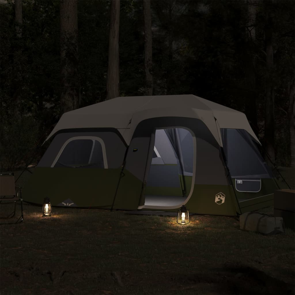 vidaXL Family Tent with LED 9-Person Light Green Quick Release