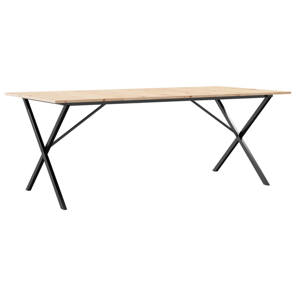 vidaXL Dining Table X-Frame 200x100x75 cm Solid Wood Pine and Cast Iron