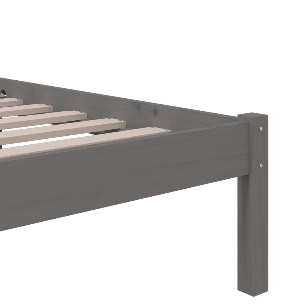 vidaXL Bed Frame without Mattress Grey Solid Wood 75x190 cm Small Single