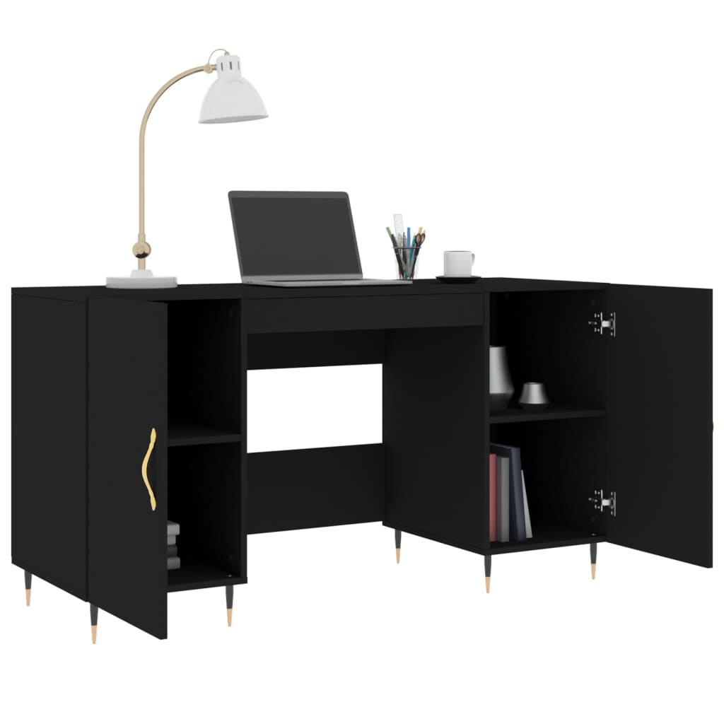 vidaXL Desk Black 140x50x75 cm Engineered Wood