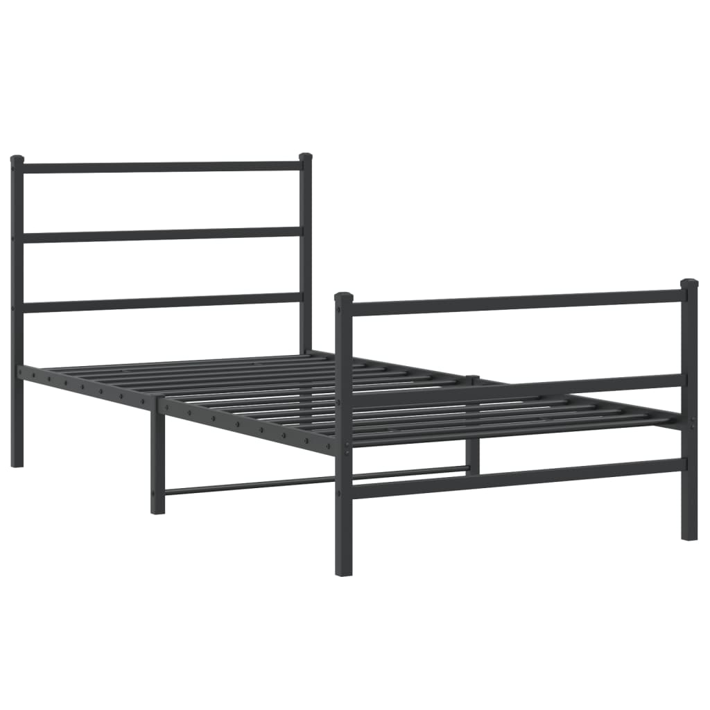 vidaXL Metal Bed Frame without Mattress with Footboard Black 107x203 cm