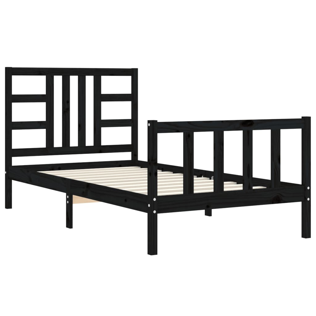 vidaXL Bed Frame without Mattress Black 100x200 cm Solid Wood Pine