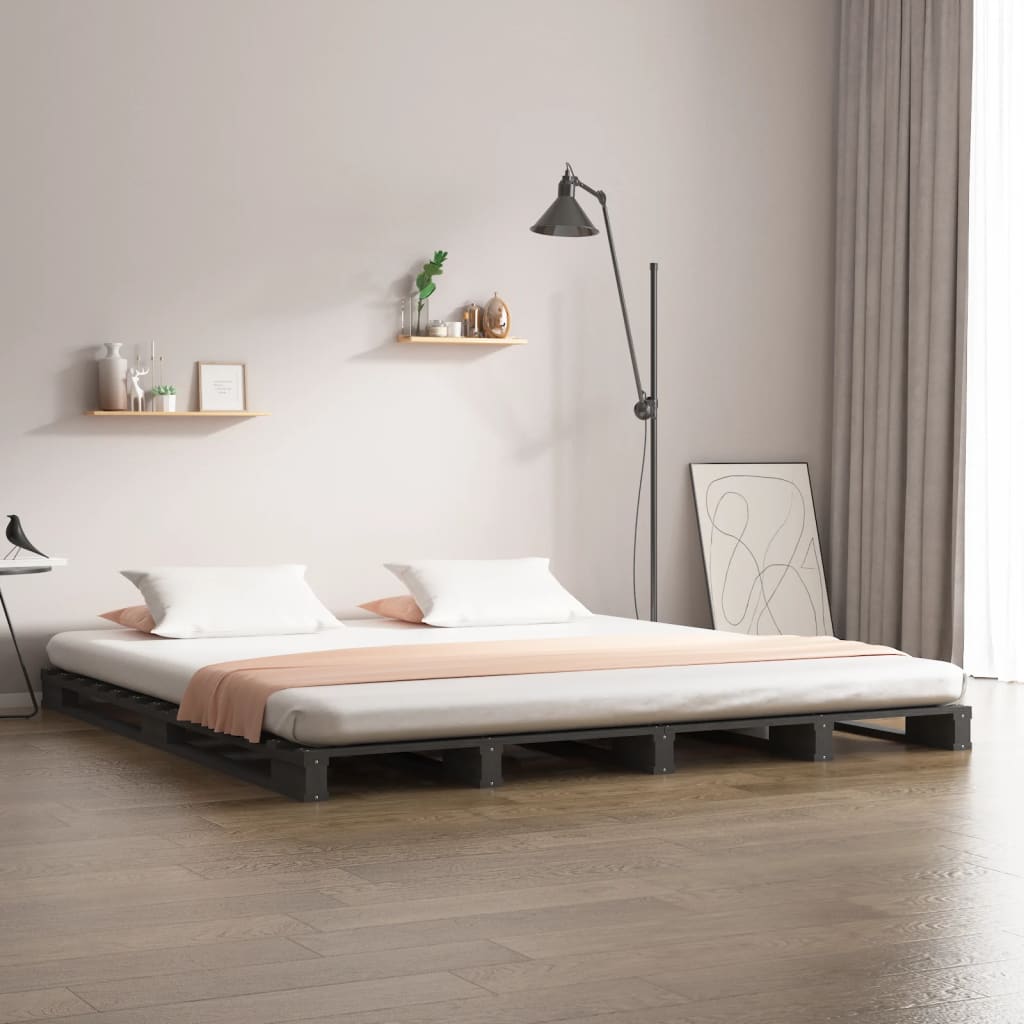 vidaXL Pallet Bed without Mattress Grey Small Double Solid Wood