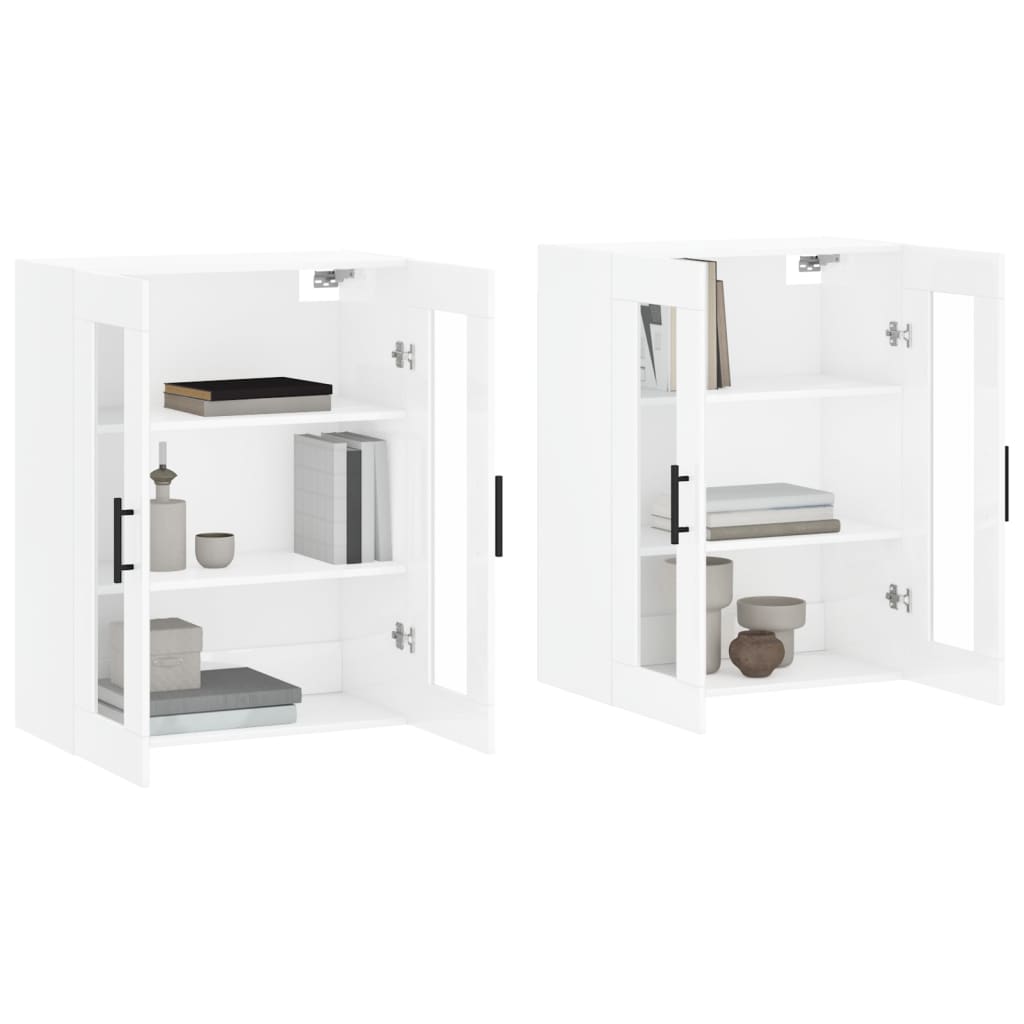 vidaXL Wall Mounted Cabinets 2 pcs High Gloss White Engineered Wood