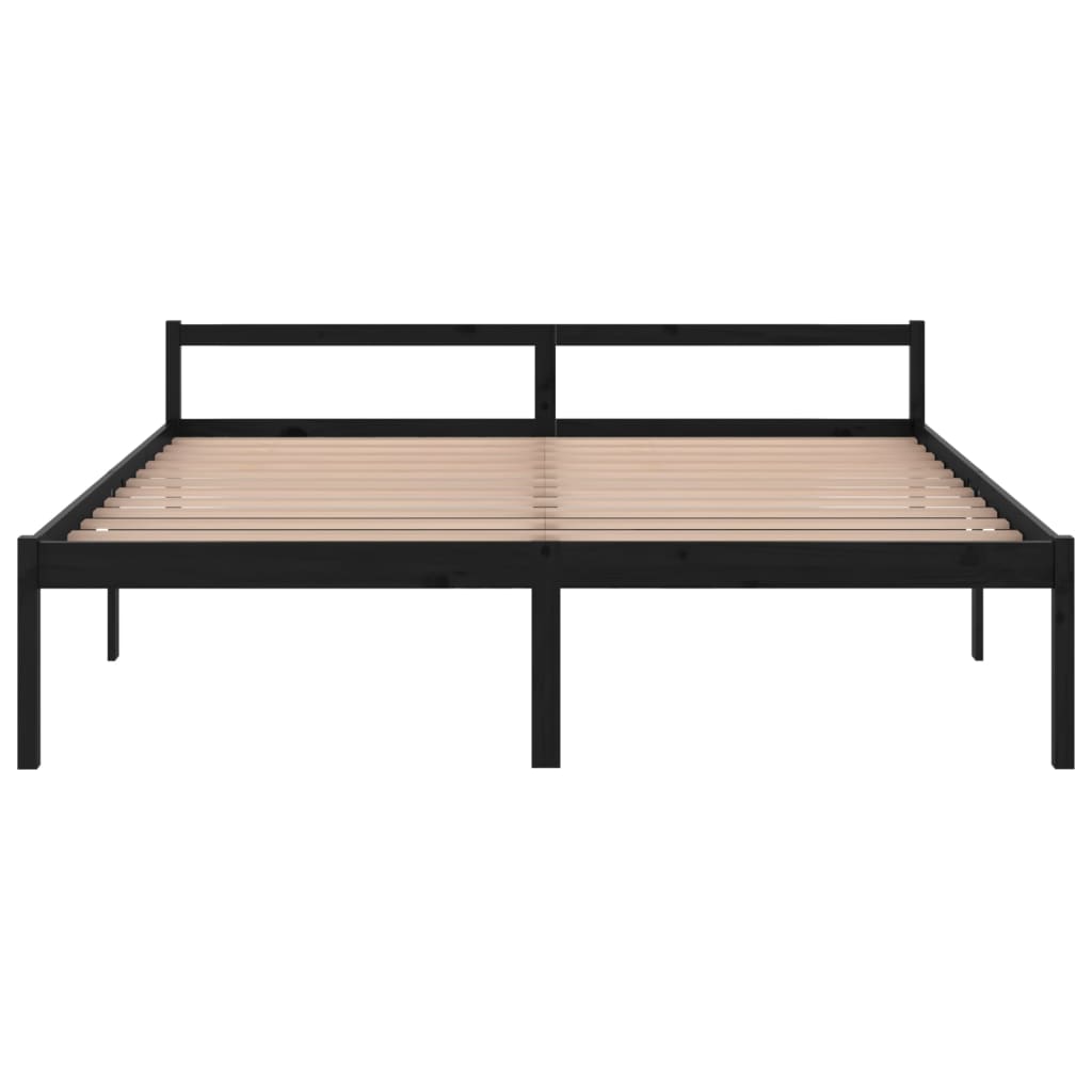 vidaXL Senior Bed without Mattress Black 200x200 cm Solid Wood Pine