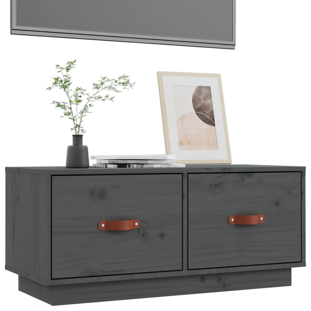 vidaXL TV Cabinet Grey 80x34x35 cm Solid Wood Pine