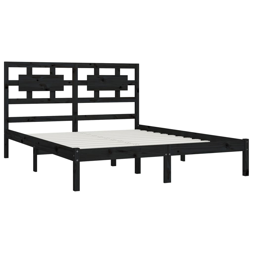 vidaXL Bed Frame without Mattress Black 200x200 cm Solid Wood Pine