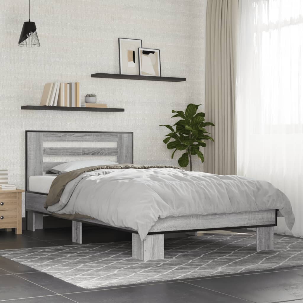 vidaXL Bed Frame without Mattress Grey Sonoma 100x200 cm