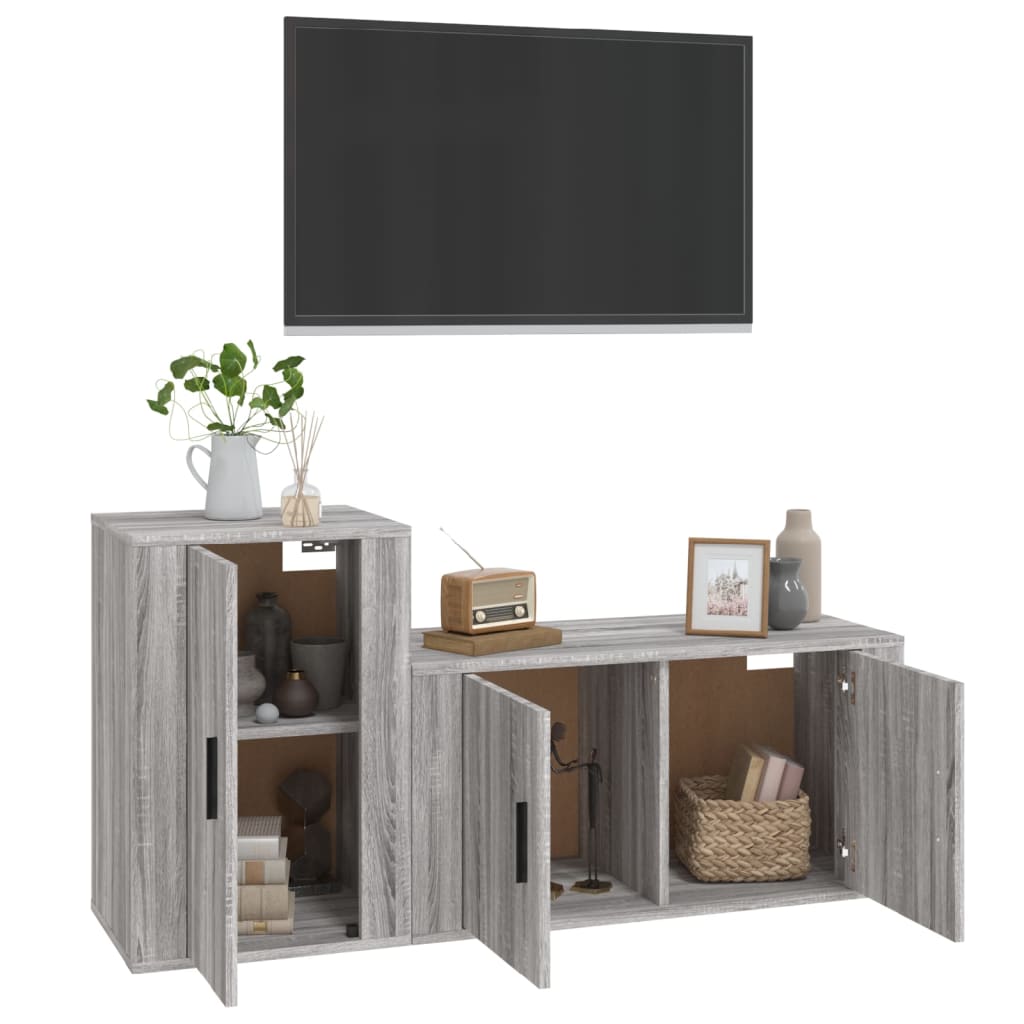 vidaXL 2 Piece TV Cabinet Set Grey Sonoma Engineered Wood