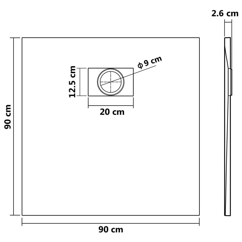 vidaXL Shower Base Tray SMC Brown 90x90 cm