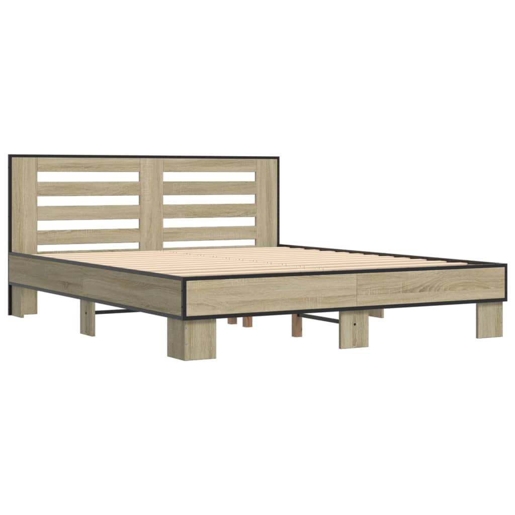 vidaXL Bed Frame without Mattress Sonoma Oak 150x200 cm King Size