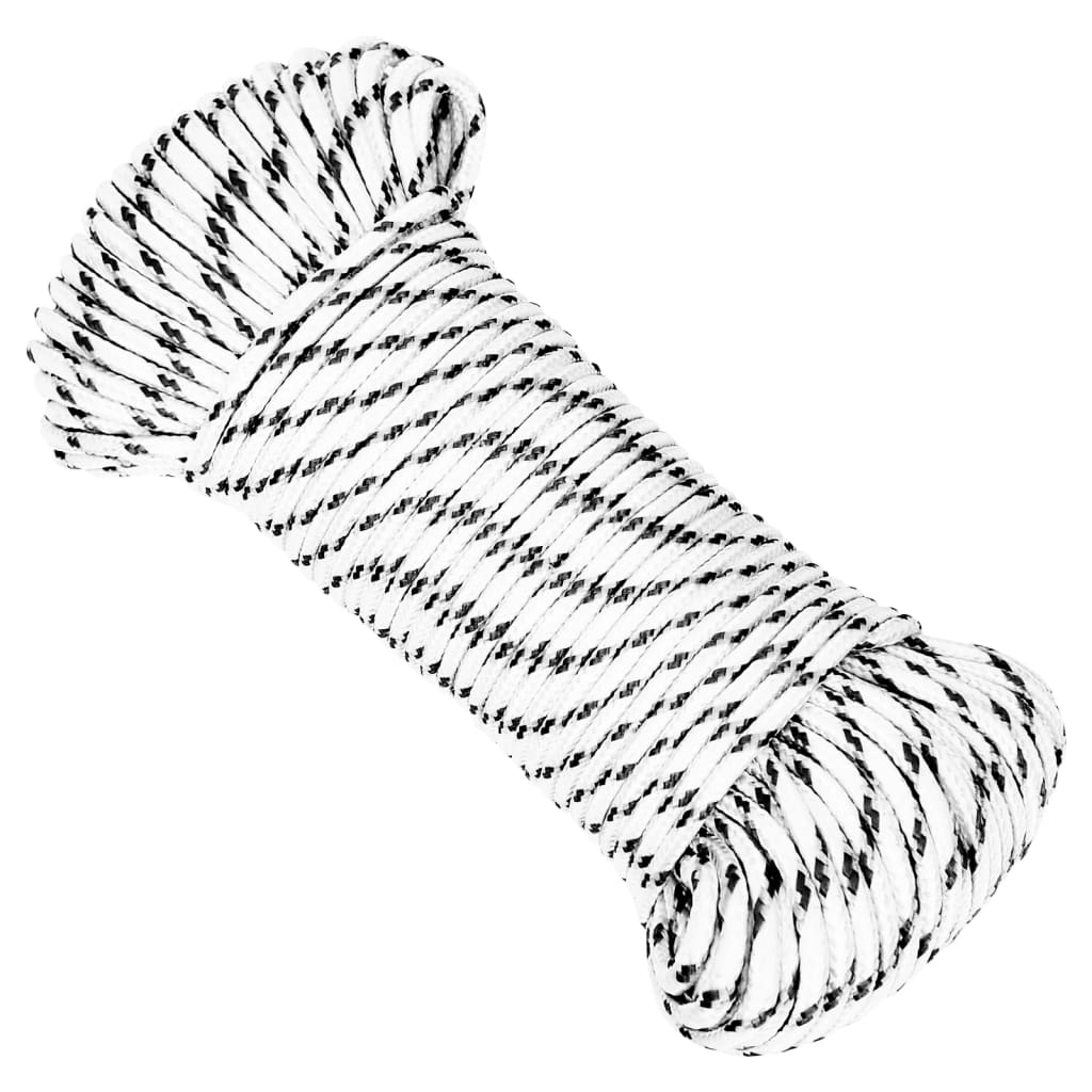 vidaXL Braided Boat Rope White 5 mmx25 m Polyester