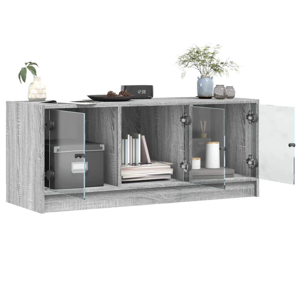 vidaXL TV Cabinet with Glass Doors Grey Sonoma 102x37x42 cm