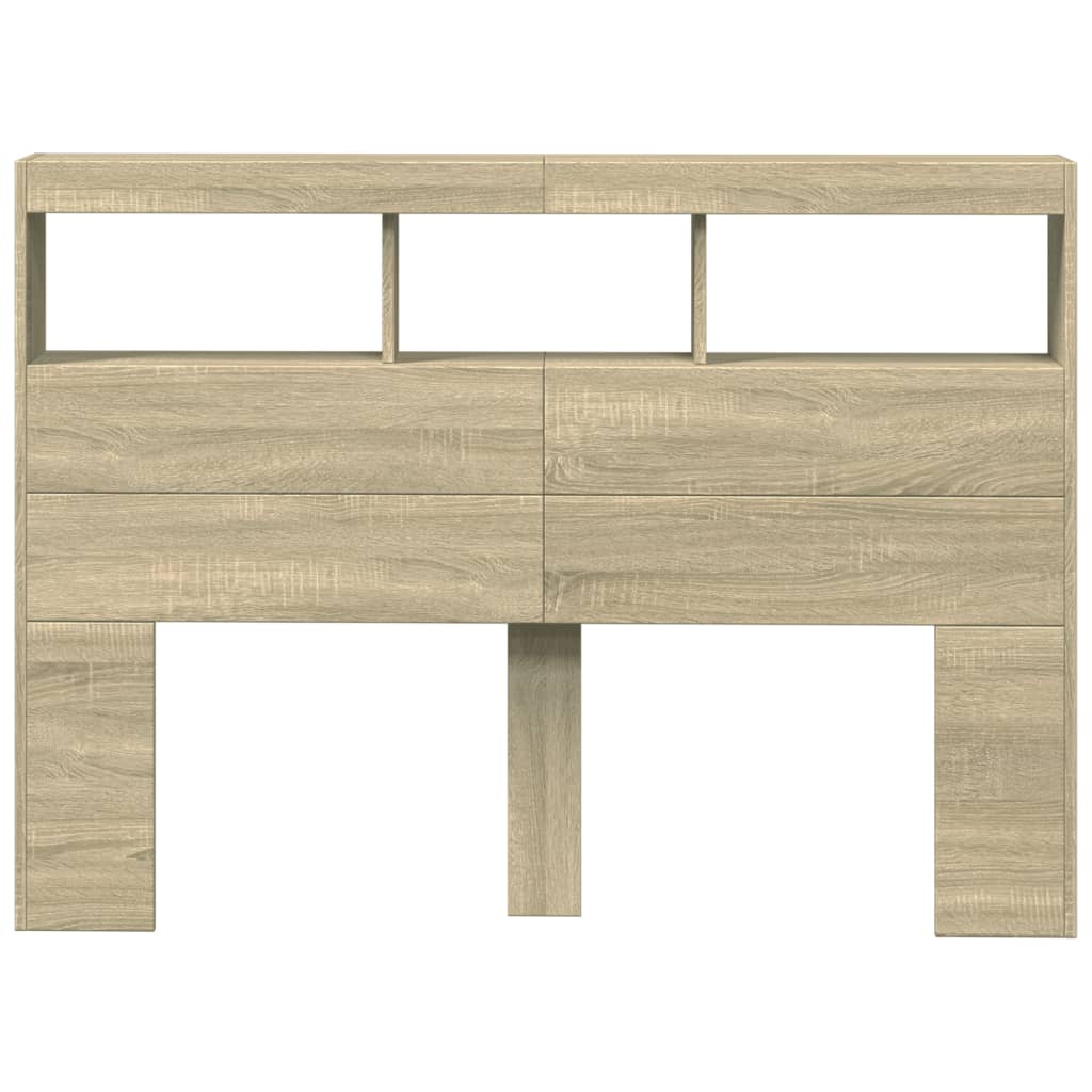 vidaXL Headboard Cabinet with LED Sonoma Oak 140x17x102 cm