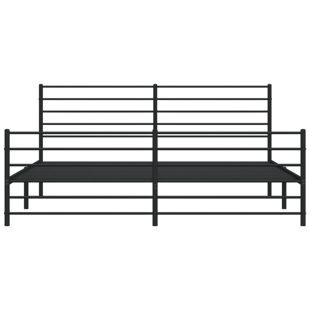 vidaXL Metal Bed Frame without Mattress with Footboard Black 193x203 cm