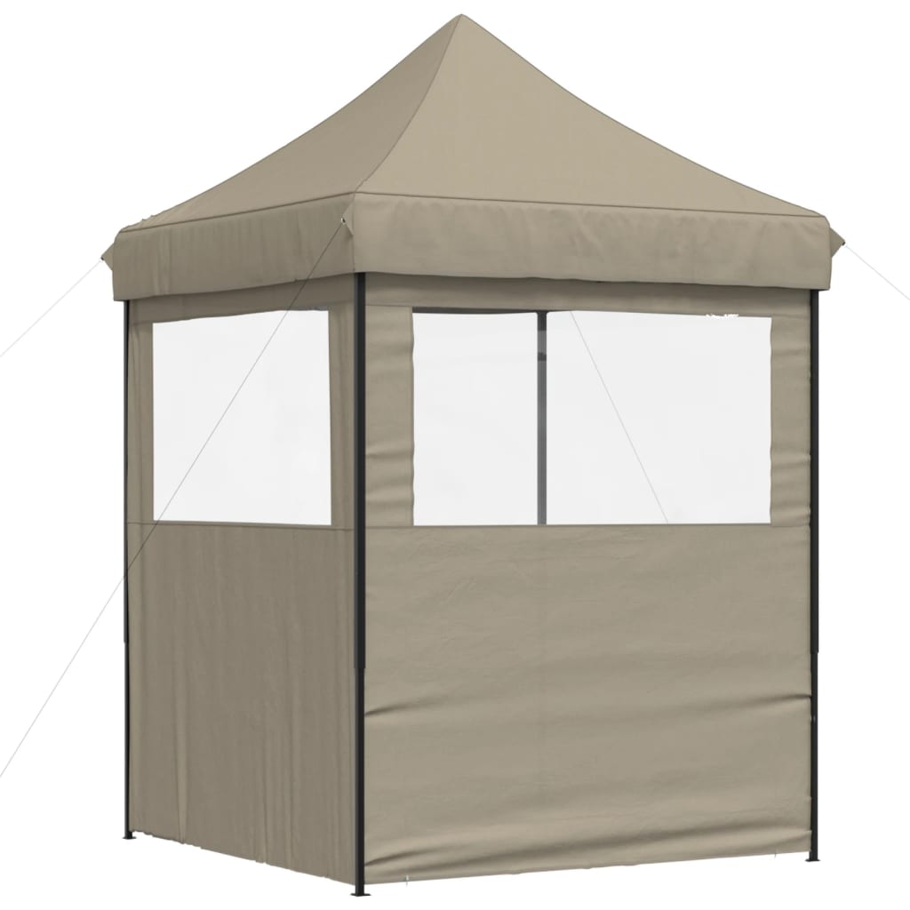 vidaXL Foldable Party Tent Pop-Up with 2 Sidewalls Taupe