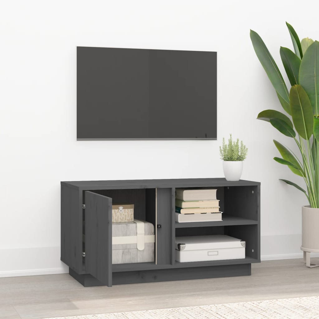 vidaXL TV Cabinet Grey 80x35x40.5 cm Solid Wood Pine