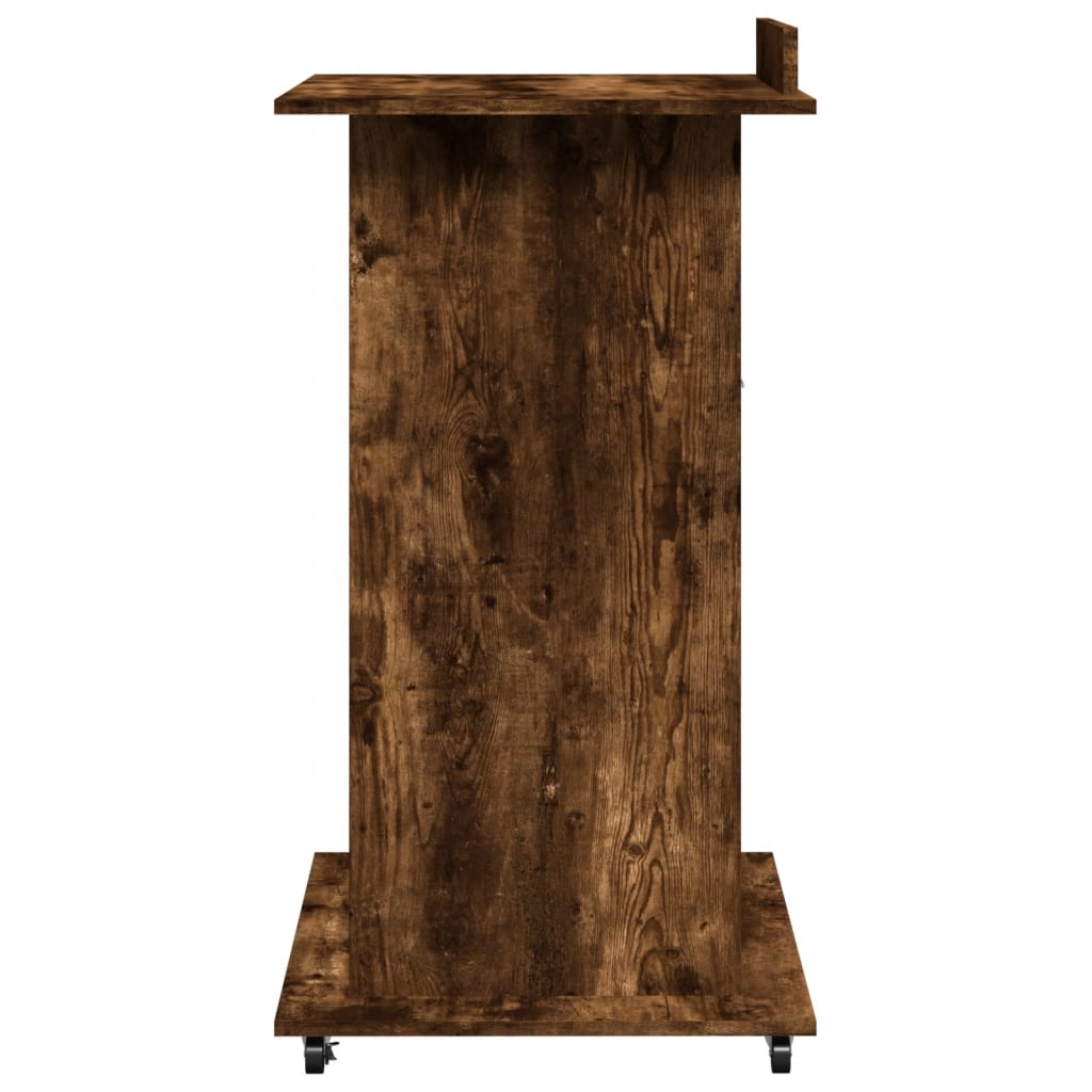 vidaXL Lectern with Wheels & Drawer Smoked Oak 55x55x107 cm Engineered Wood