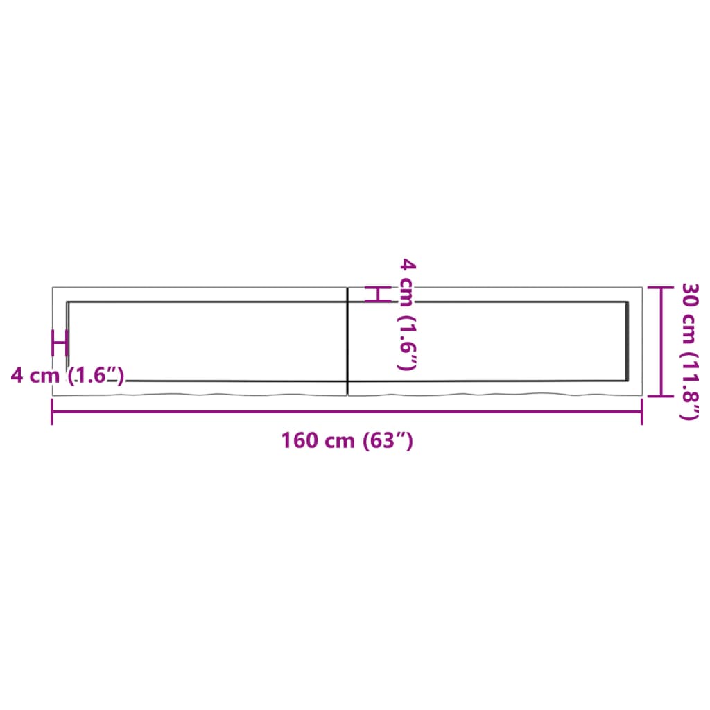 vidaXL Bathroom Countertop 160x30x(2-6) cm Untreated Solid Wood