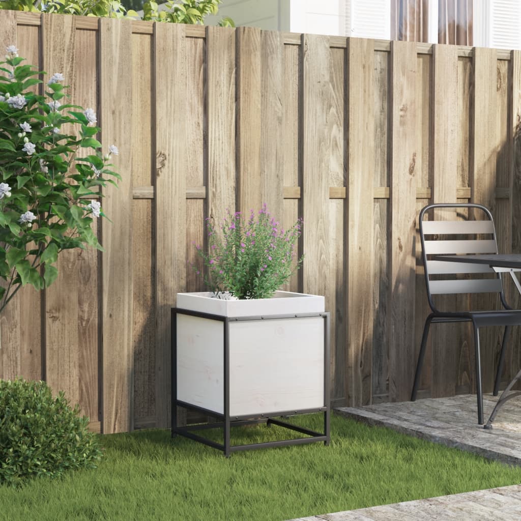 vidaXL Garden Planter White 40x40x50 cm Solid Wood Pine