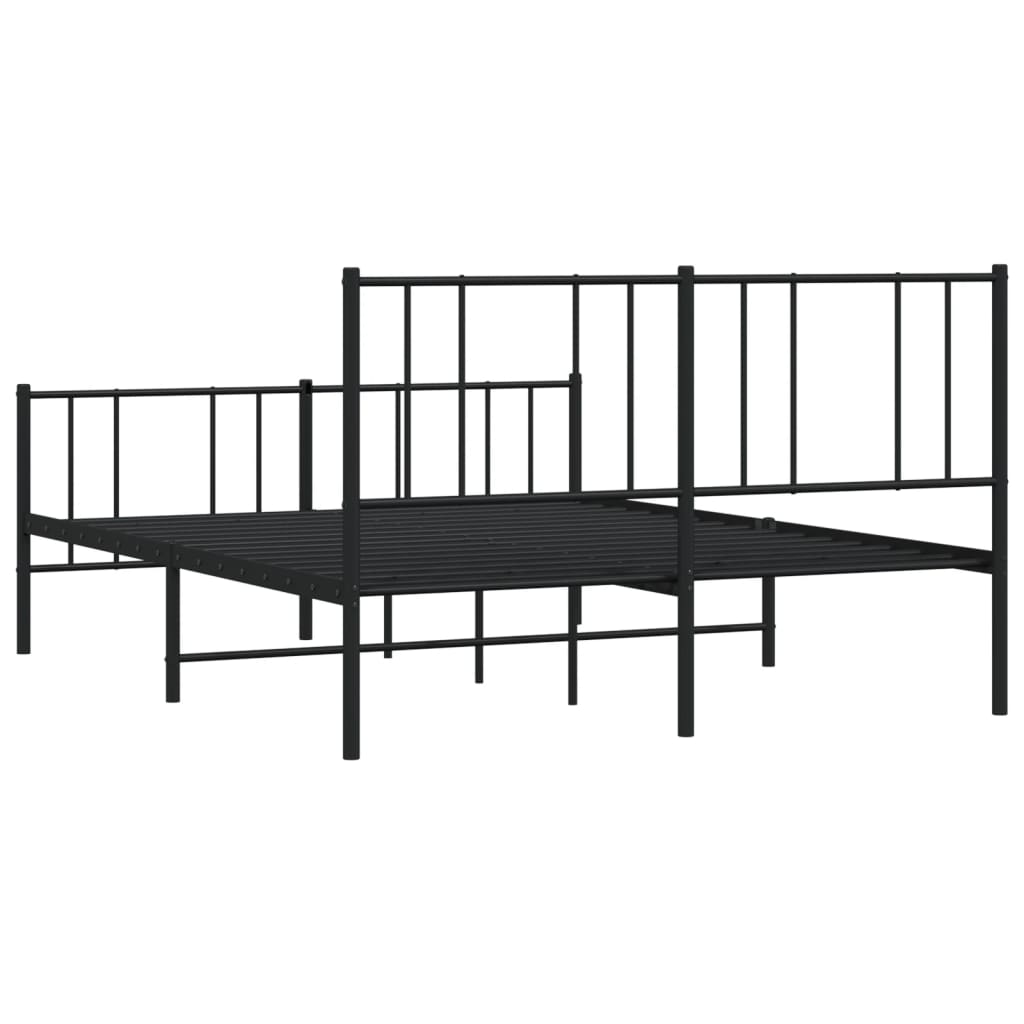 vidaXL Metal Bed Frame without Mattress with Footboard Black 140x190 cm