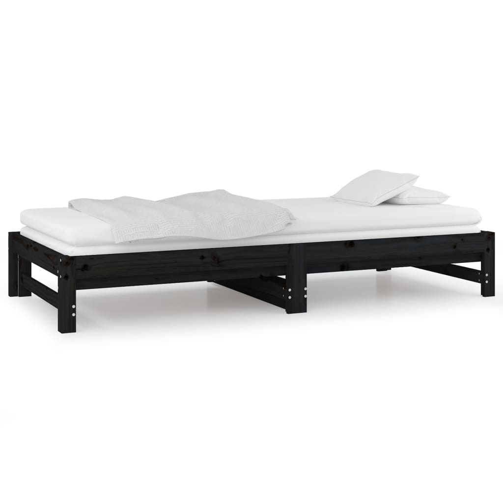 vidaXL Pull-out Day Bed without Mattress Black 2x(80x200) cm