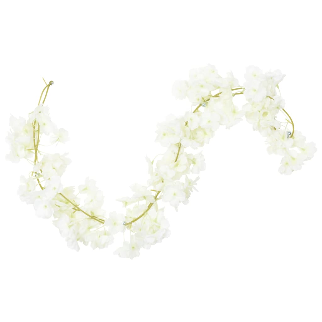 vidaXL Christmas Flower Garlands 6 pcs White 180 cm