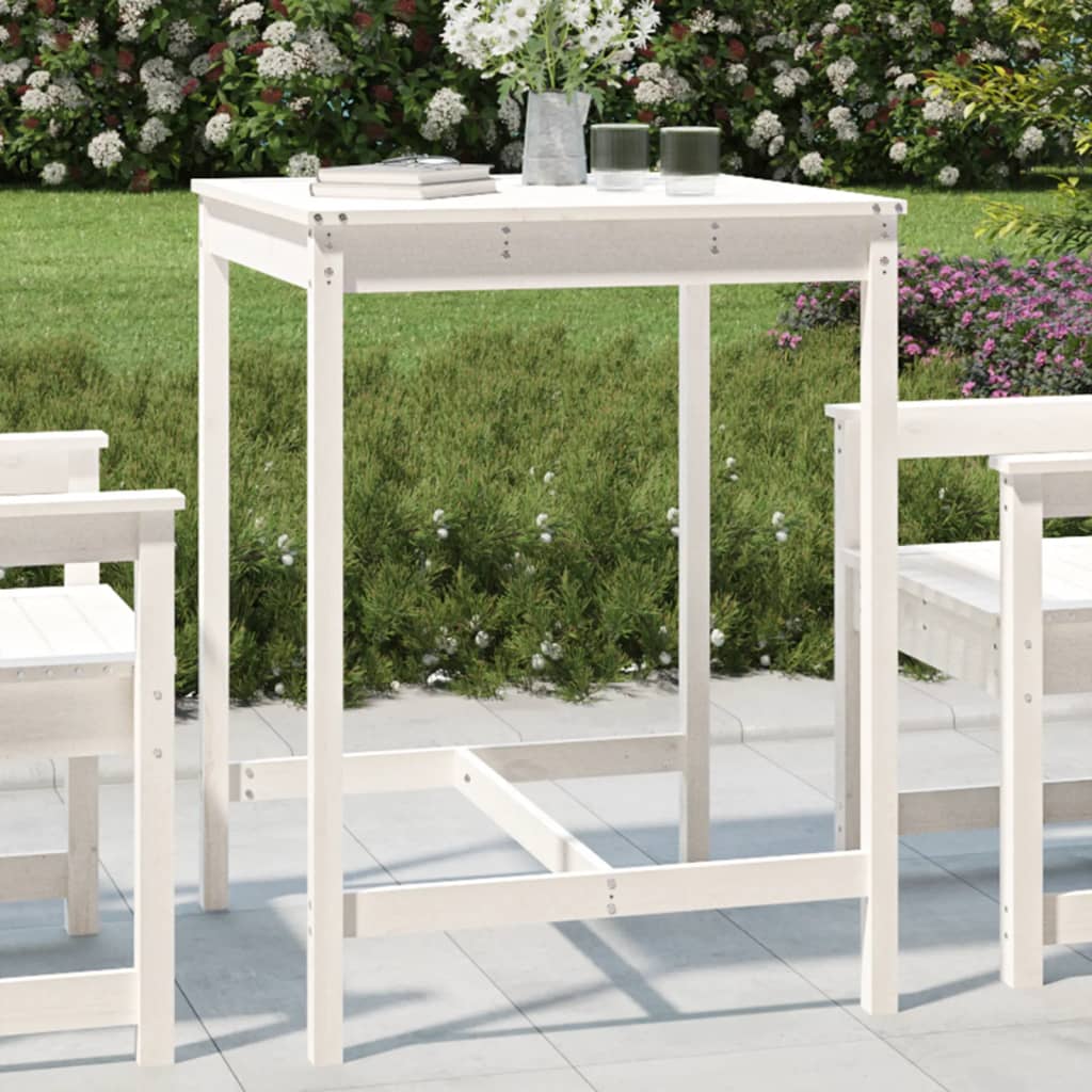 vidaXL Garden Table White 82.5x82.5x110 cm Solid Wood Pine