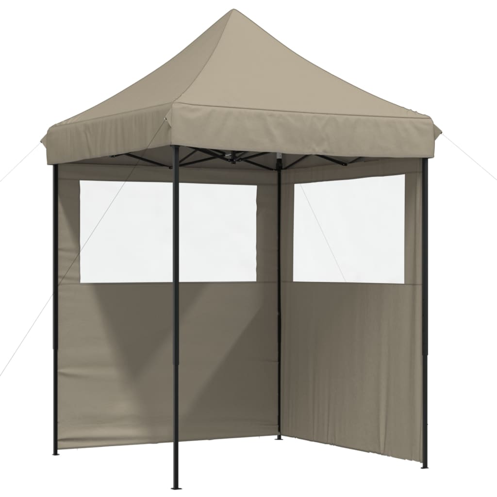 vidaXL Foldable Party Tent Pop-Up with 2 Sidewalls Taupe