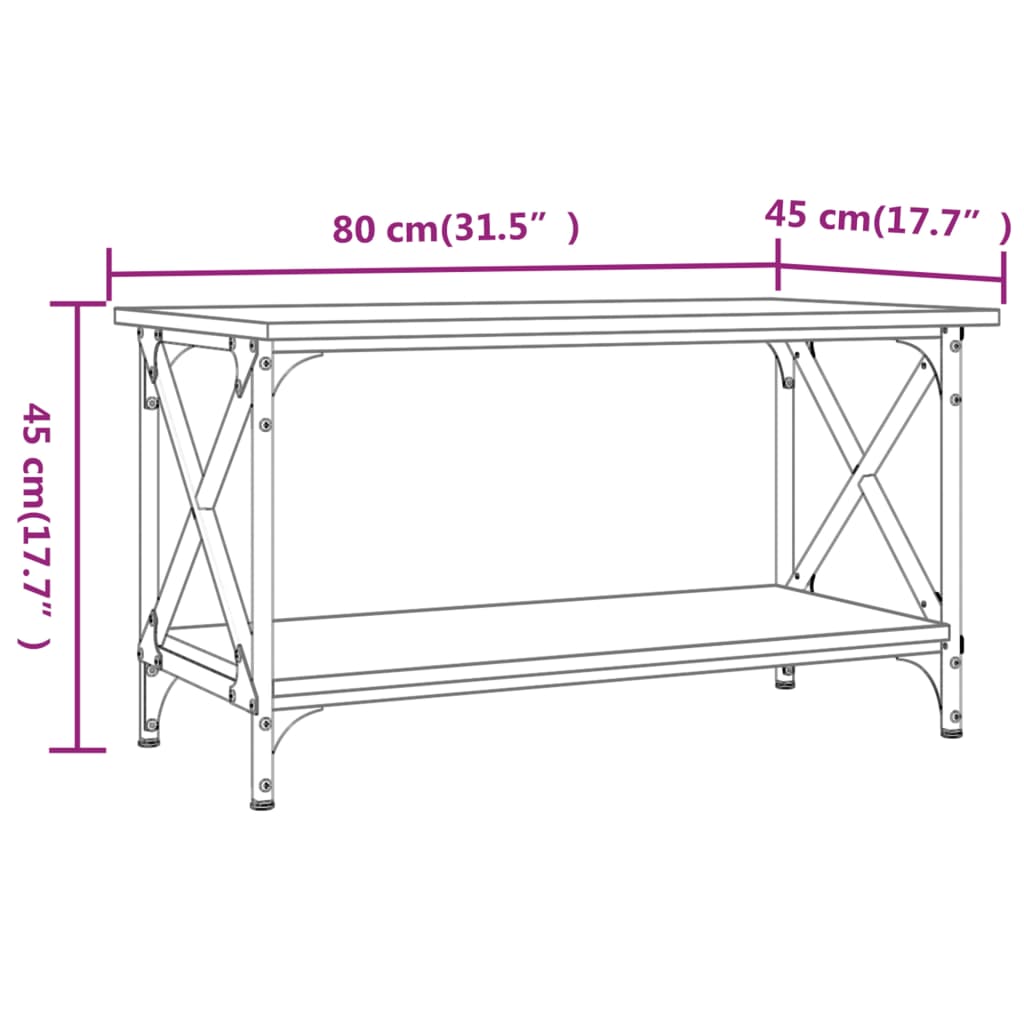 vidaXL Coffee Table Black 80x45x45 cm Engineered Wood and Iron