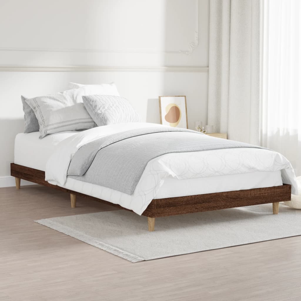 vidaXL Bed Frame without Mattress Brown Oak 90x200 cm Engineered Wood