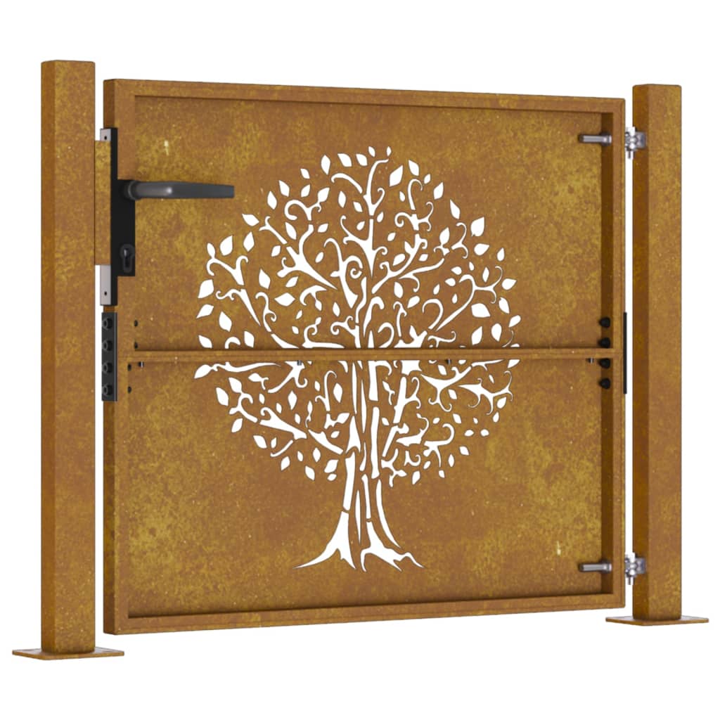 vidaXL Garden Gate 105x105 cm Corten Steel Tree Design