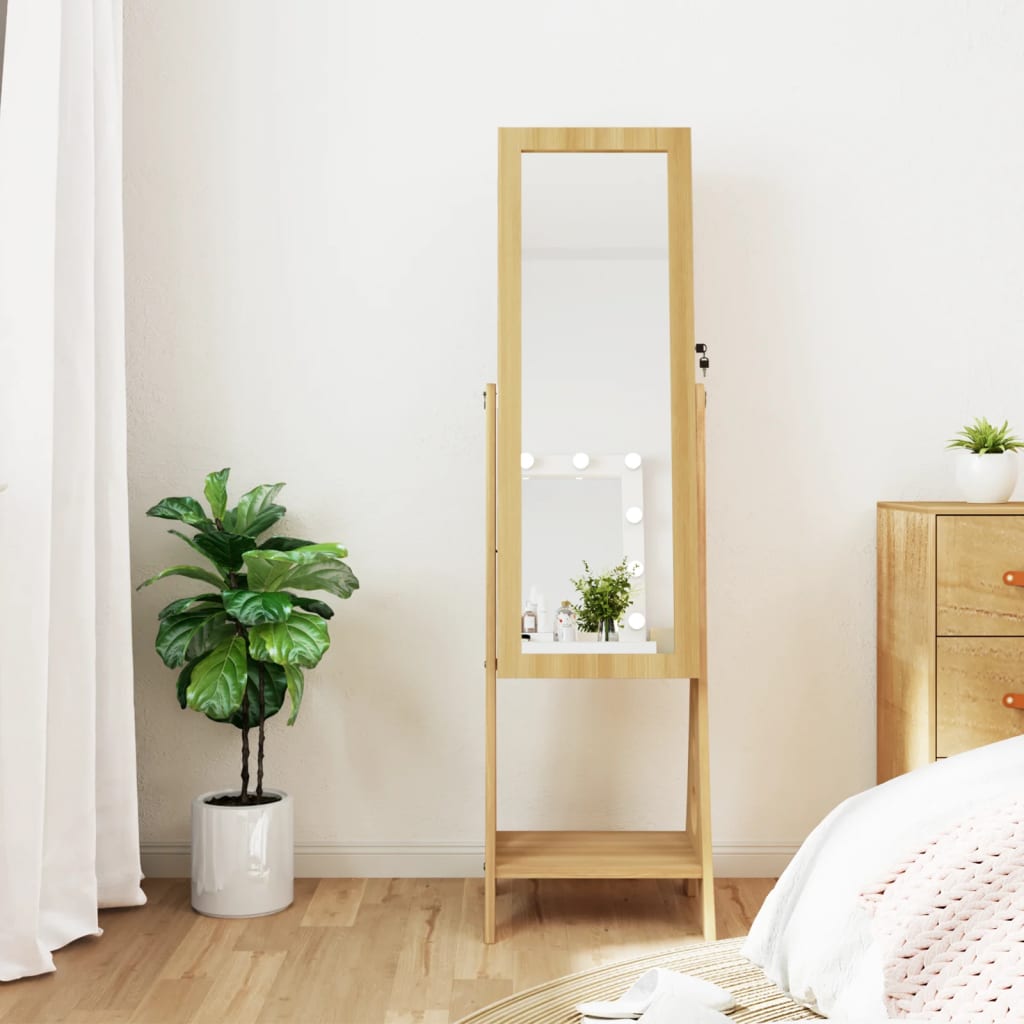 vidaXL Mirror Jewellery Cabinet with LED Lights Free Standing