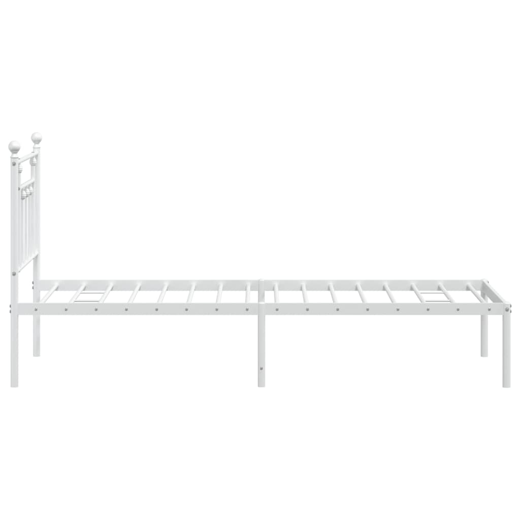 vidaXL Metal Bed Frame without Mattress with Headboard White 75x190 cm Small Single