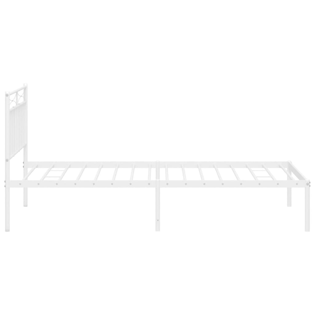 vidaXL Metal Bed Frame without Mattress with Headboard White 100x200 cm