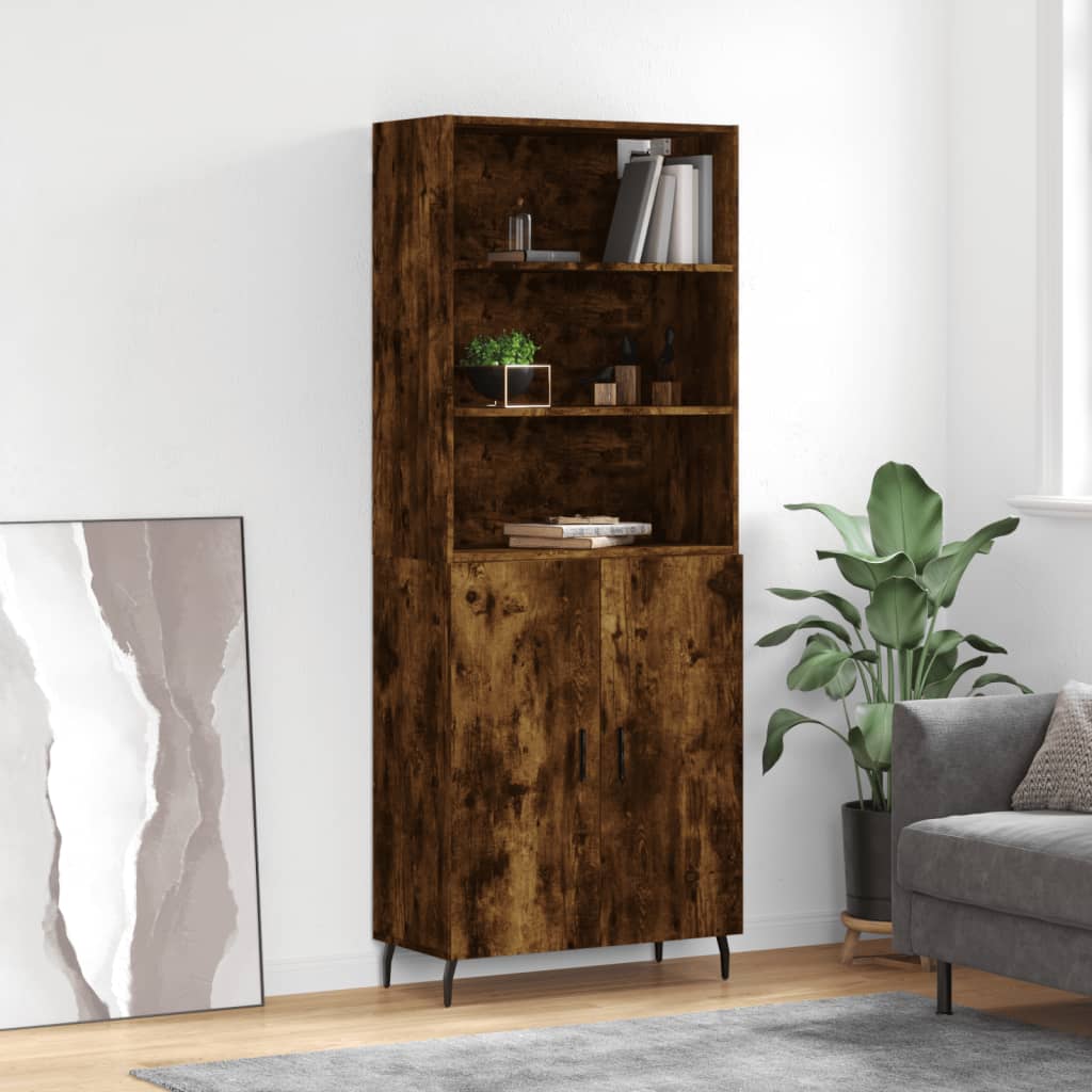 vidaXL Highboard Smoked Oak 69.5x34x180 cm Engineered Wood