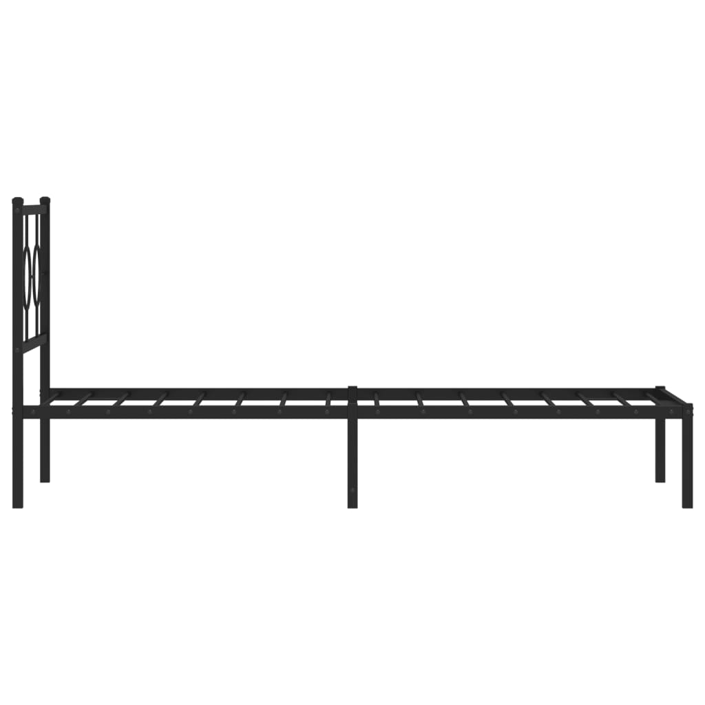 vidaXL Metal Bed Frame without Mattress with Headboard Black 75x190 cm Small Single