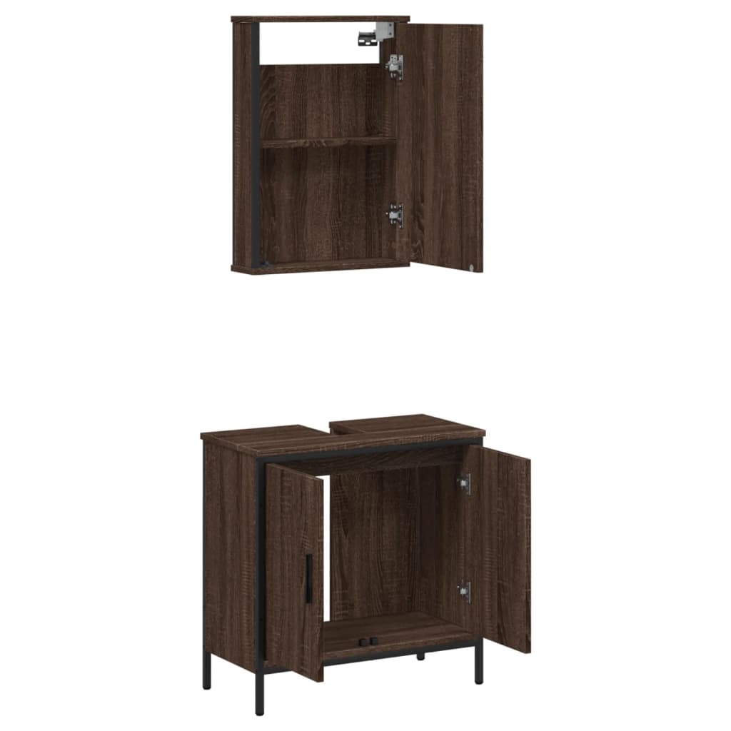 vidaXL 2 Piece Bathroom Furniture Set Brown Oak Engineered Wood