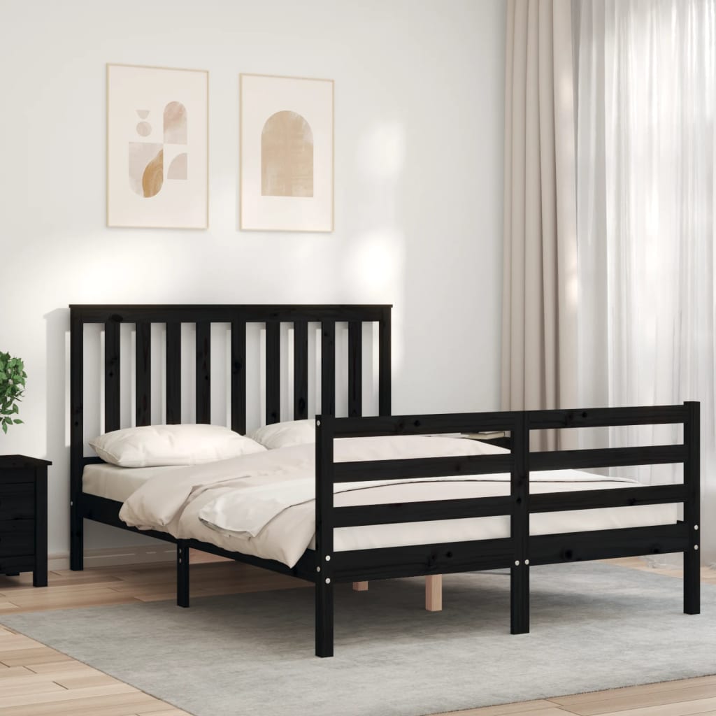 vidaXL Bed Frame without Mattress Black 120x200 cm Solid Wood