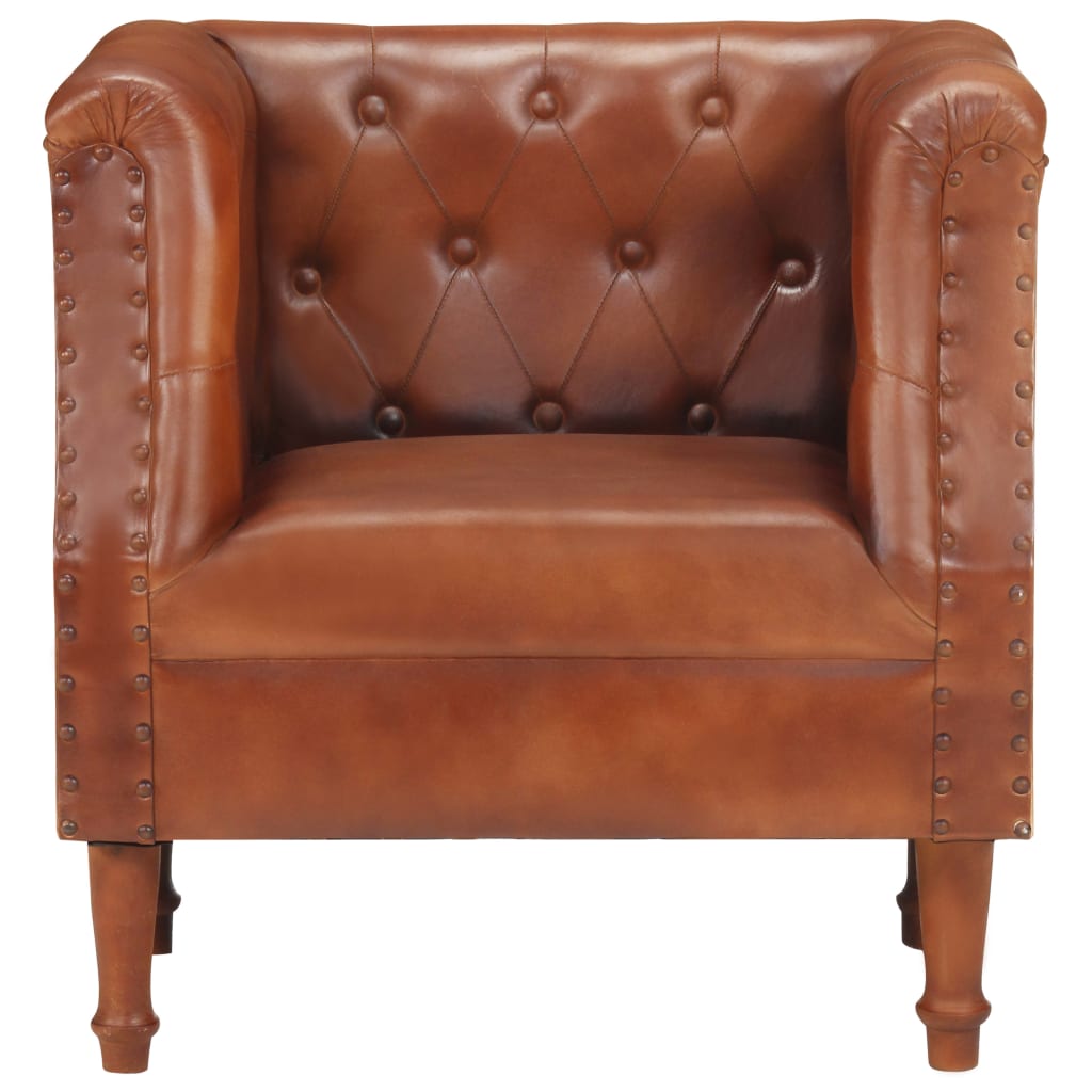 vidaXL Armchair Brown Real Leather