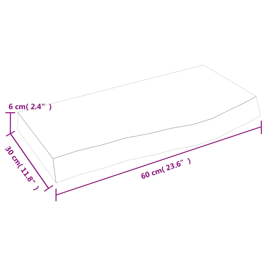 vidaXL Bathroom Countertop 60x30x(2-6) cm Untreated Solid Wood