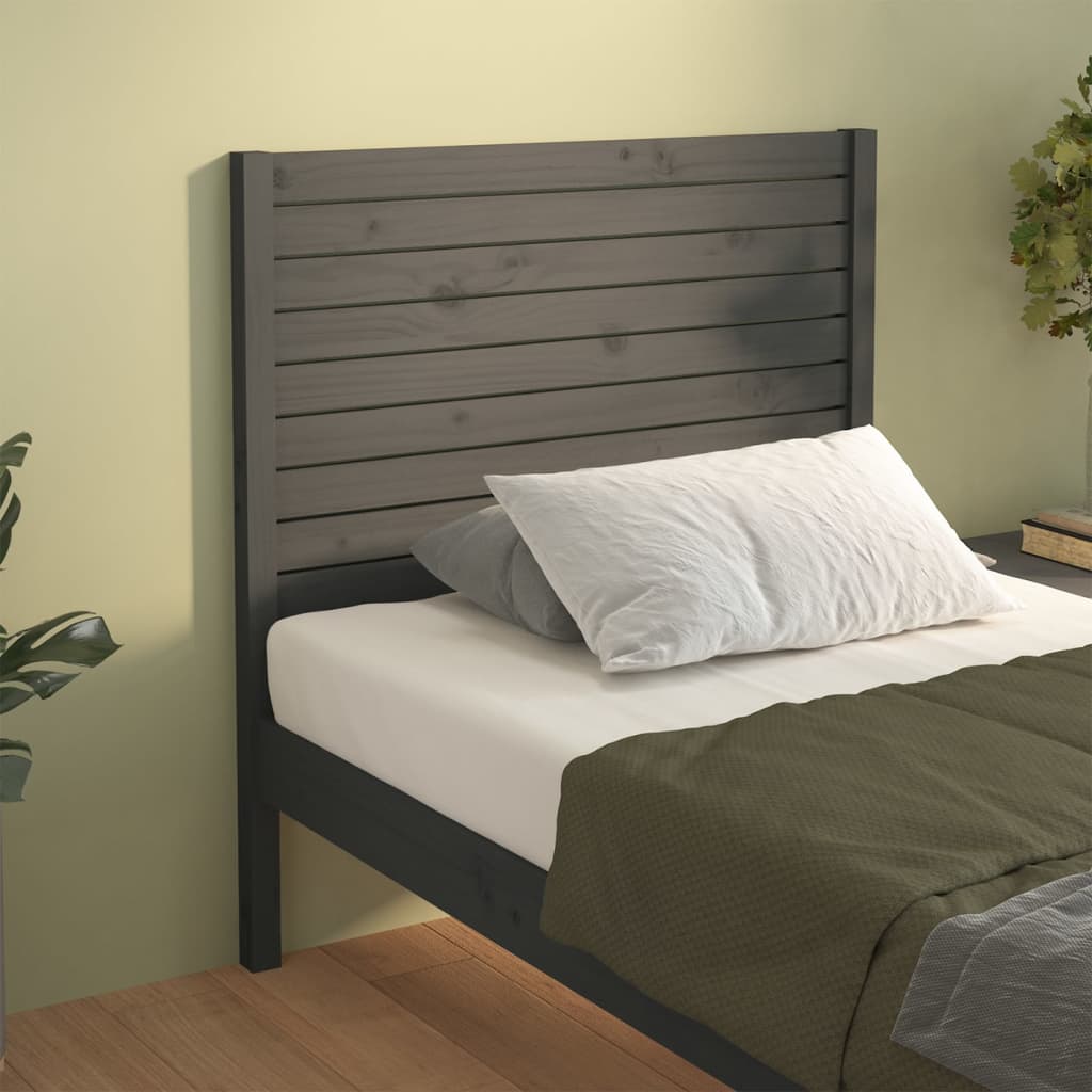 vidaXL Bed Headboard Grey 81x4x100 cm Solid Wood Pine