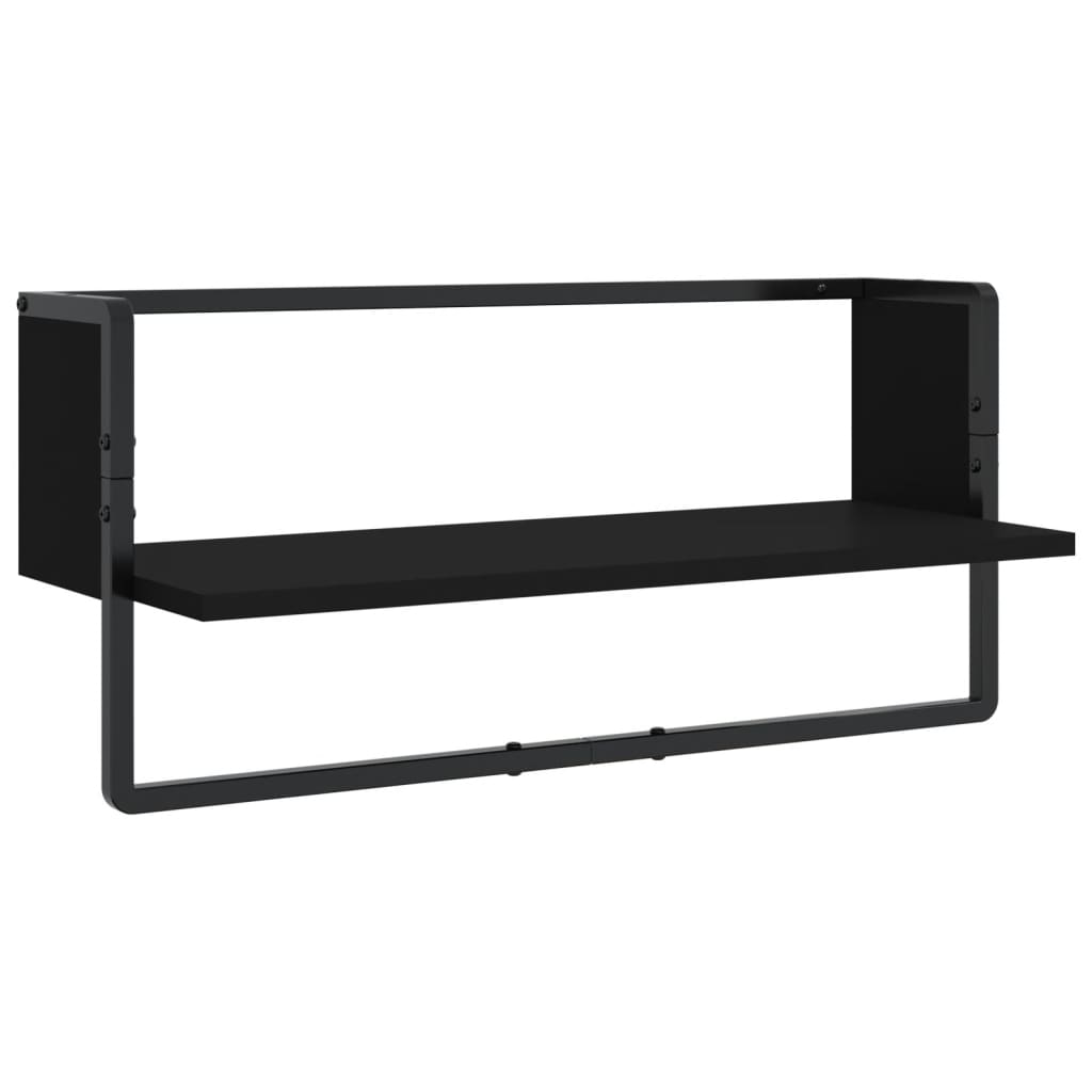 vidaXL 4 Piece Wall Shelf Set with Bars Black Engineered Wood