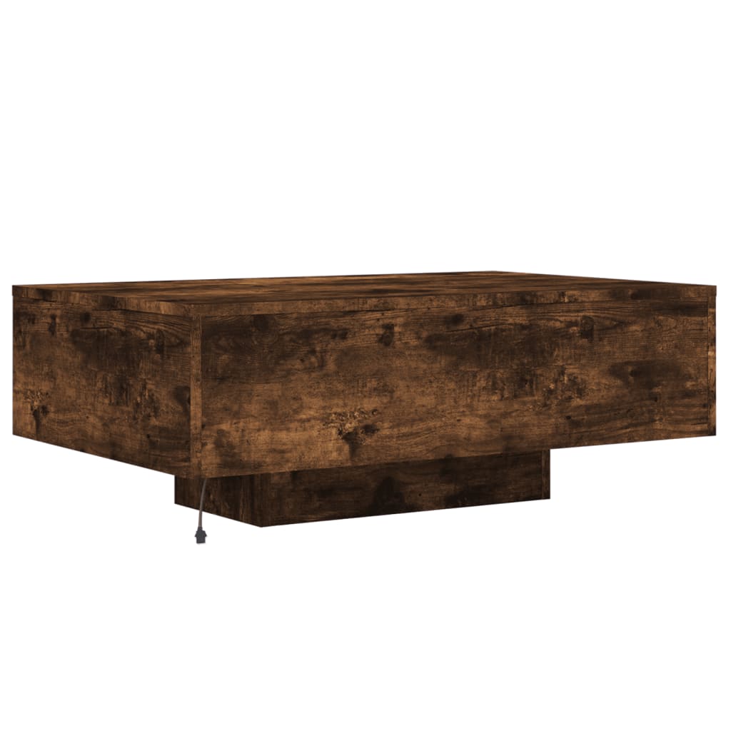 vidaXL Coffee Table with LED Lights Smoked Oak 85x55x31 cm