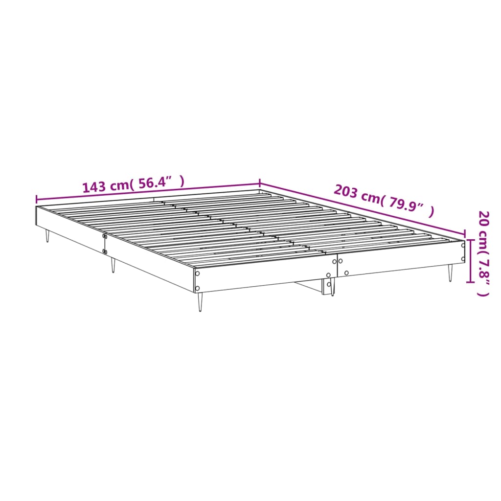 vidaXL Bed Frame without Mattress Smoked Oak 140x200 cm Engineered Wood