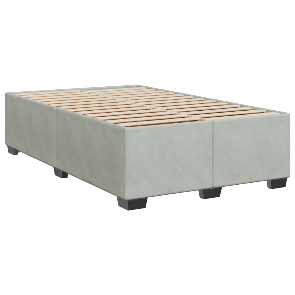 vidaXL Box Spring Bed with Mattress Light Grey 120x200 cm Velvet