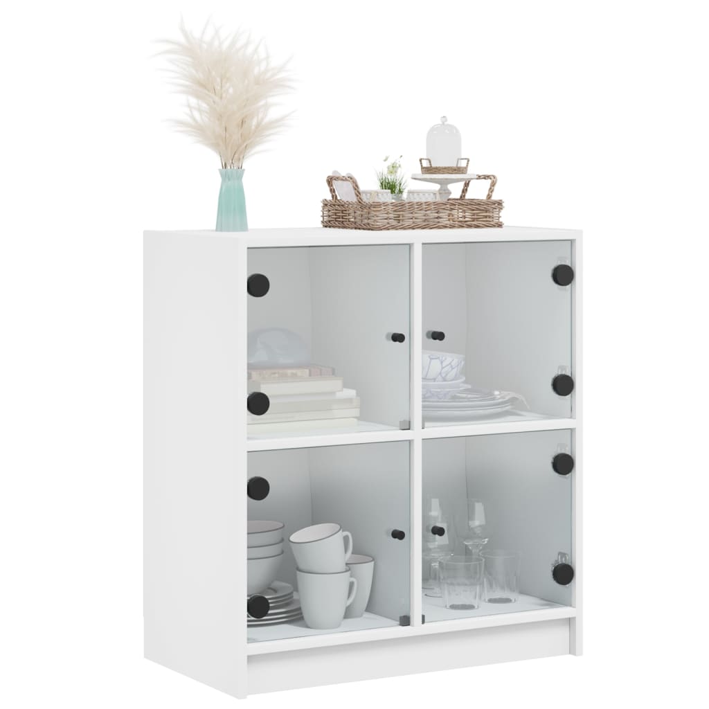 vidaXL Side Cabinet with Glass Doors White 68x37x75.5 cm