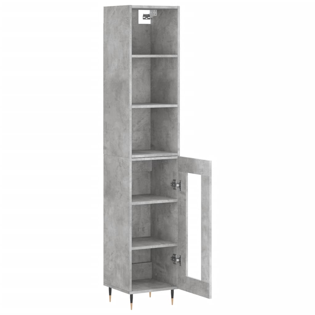 vidaXL Highboard Concrete Grey 34.5x34x180 cm Engineered Wood