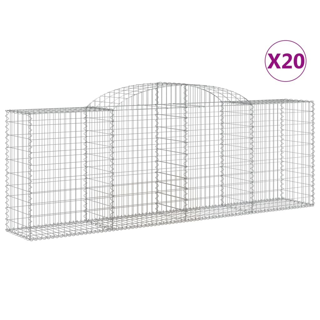 vidaXL Arched Gabion Baskets 20 pcs 300x50x100/120 cm Galvanised Iron